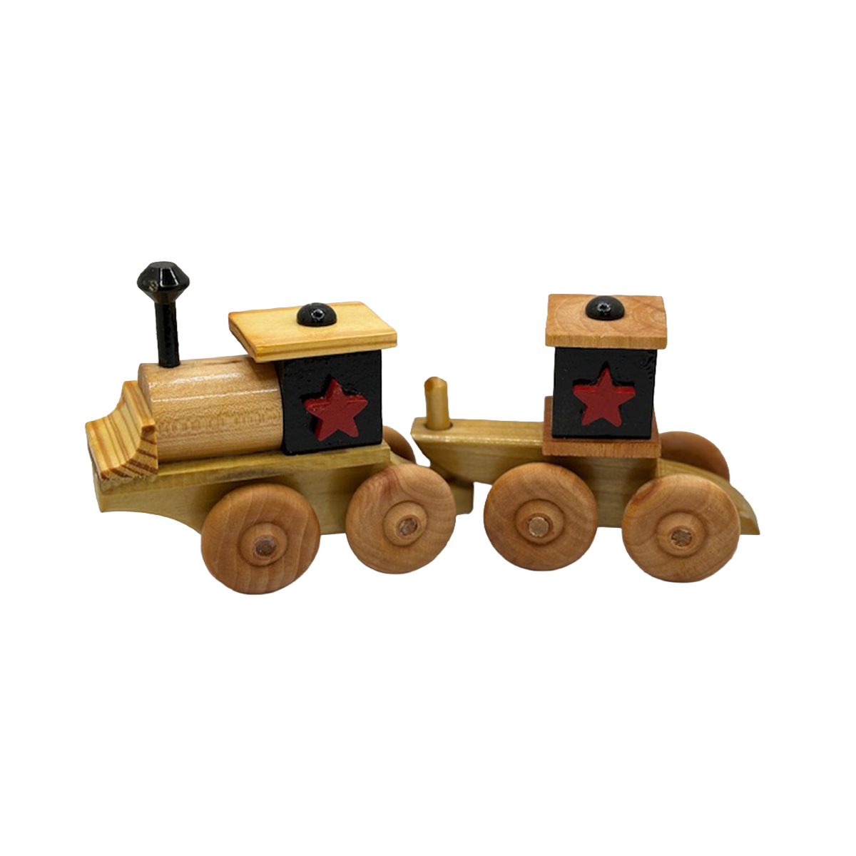 The Name Train Black with Red Star Engine Caboose Set